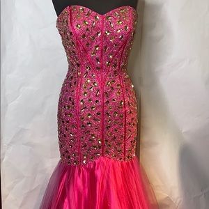 Hot Pink Beaded Gown